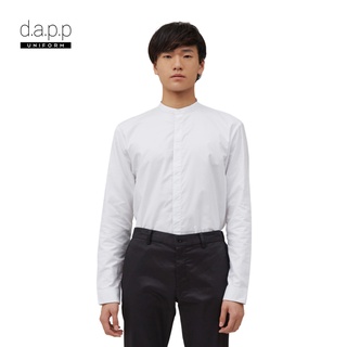 dapp Uniform เสื้อเชิ้ต ผู้ชายแขนยาว คอจีน Mens white longsleeves oxford chinese collar shirt สีขาว(TSLW1005)