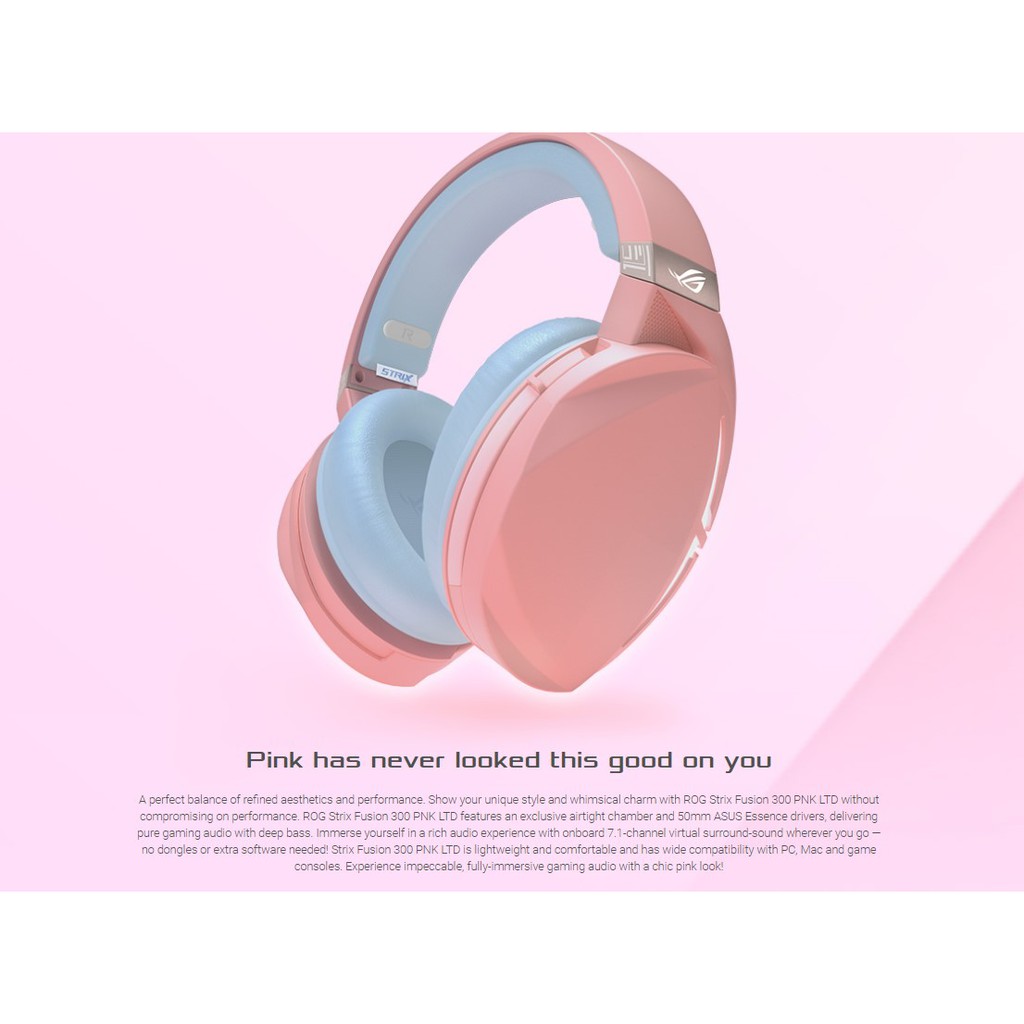ASUS ROG Strix Fusion 300 pink Gaming headset | Shopee Thailand