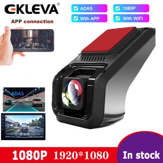 Ekleva กล้องบันทึกวิดีโอดิจิทัล Wifi ADAS Dash Cam Full HD 1080P เวอร์ชั่นกลางคืน เซนเซอร์ G สําหรับรถยนต์ Android USB