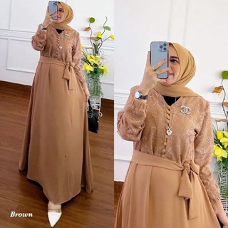 Flora Dress MOSSCREPE MIX ชุดเดรสแฟชั่น สไตล์โมเดิร์น สําหรับผู้หญิงมุสลิม (ไม่รวม HIJAB)