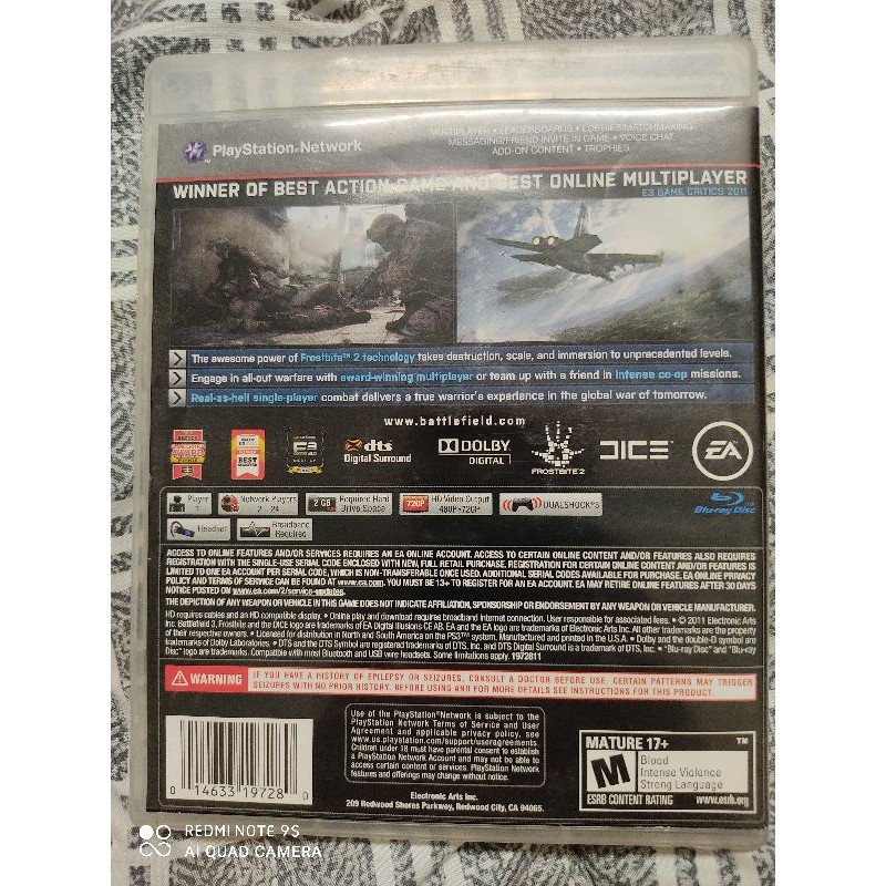 แผ่นแท้-usa-เกมส์-battlefield-3-ps3-แผ่นสวยใส-คู่มือครบ-เอาไปสะสมกัน