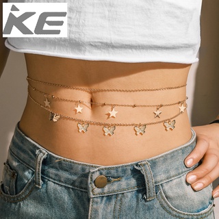Hip-hop jewelry Pentagram three-waist chain Geometric butterfly multi-waist chain for girls f