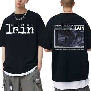 [S-5XL] เสื้อยืด ผ้าฝ้าย พิมพ์ลายการ์ตูนอนิเมะ Serial Experiments Lain สไตล์ฮาราจูกุ โอเวอร์ไซซ์ สําหรับผู้ชาย และผู้หญิ