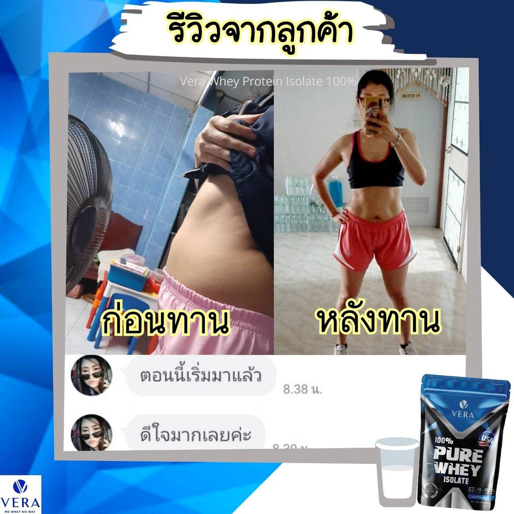 Vera Whey Protein รุ่น 10-1-28060-5-0004 เวย์โปรตีน Isolate 100% สูตรลีนไขมัน ปราศจากแลคโตส น้ำตาลและไขมัน 0% สำหรับผู้ที่ต้องการสร้างกล้ามเนื้อคมชัด