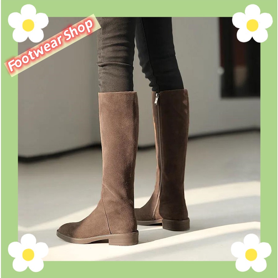 รองเท้าบูทรองเท้าบู๊ทยาวถึงเข่าของผู้หญิงใหม่ปี-2021-ฤดูใบไม้ร่วงและฤดูหนาวรองเท้าบู๊ทยาวส้นหนาใหม่รองเท้าบู๊ทส้นสูงกลาง