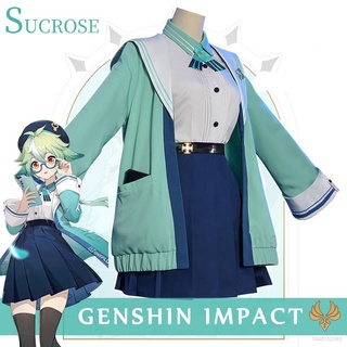 สินค้า Hobby Genshin Impact - Sucrose ชุดยูนิฟอร์มคอสเพลย์ JK ชุดเสื้อแขนยาว กระโปรง แจ็กเก็ต ชุดฮาโลวีน