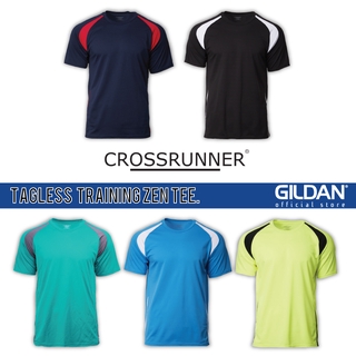 Crossrunner Zen เสื้อกีฬาแขนสั้น ผ้านีออน สีเขียวกรมท่า สีดํา - CRR1300