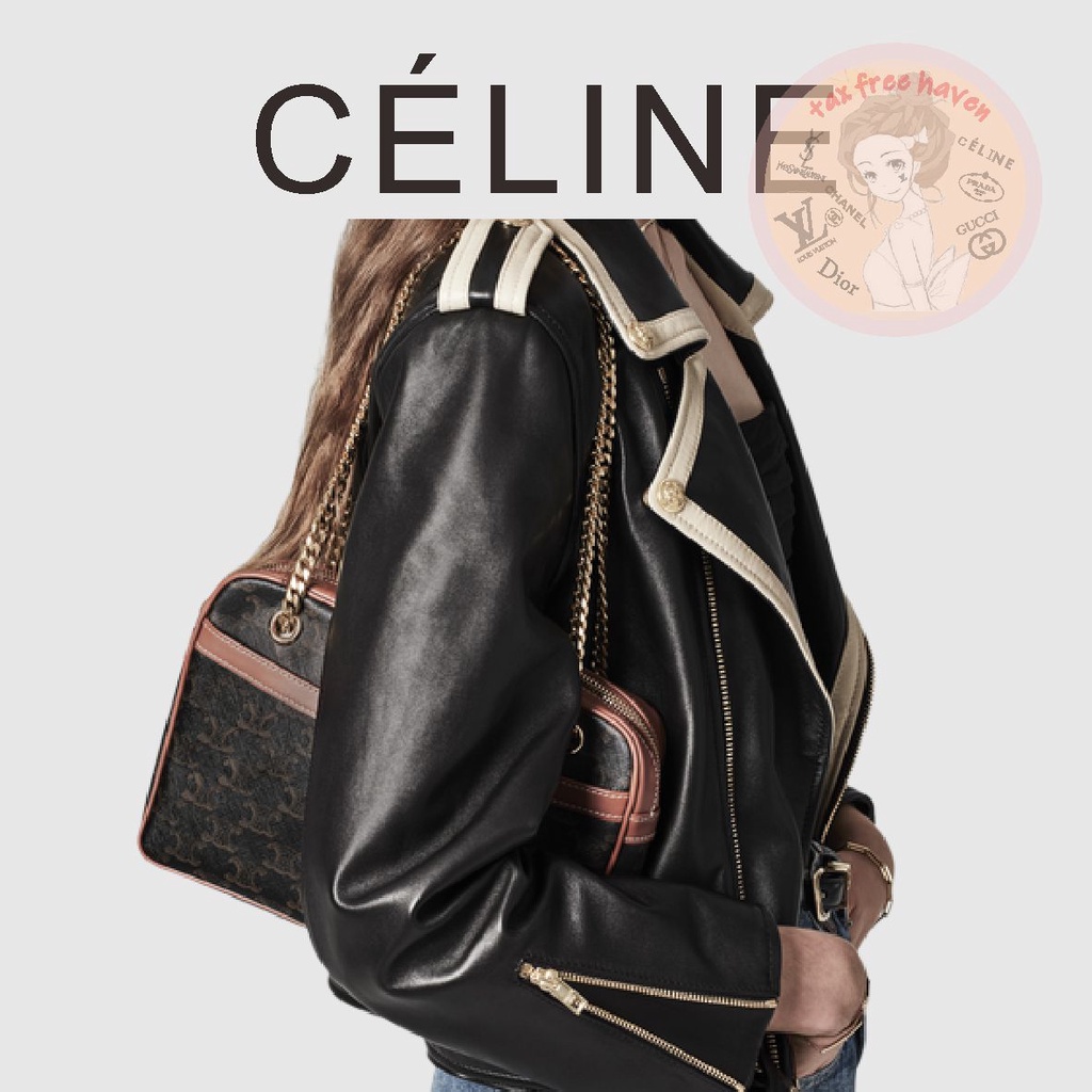 shopee-ถูกที่สุด-100-ของแท้-celine-brand-new-triomphe-faux-leather-medium-patapans-bag