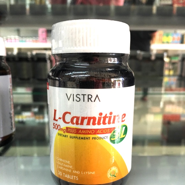 ภาพหน้าปกสินค้าVistra L-carnitine 500 mg plus amino acids 3L-30 เม็ด(EXP.26/08/2023) จากร้าน subinpharmacy2 บน Shopee