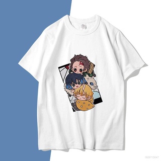 เสื้อขาว - CZQ# Demon Slayer เสื้อยืดอะนิเมะ Unisex เสื้อแขนสั้น Tanjiro Inosuke Zenitsu กราฟิกเสื้