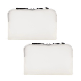 MUJI กระเป๋าอเนกประสงค์ เคสสีขุ่นขาว มูจิ ปิดด้วยซิป ทำจากเทอร์โมพลาสติก โพลียูรีเทน 12.0 x 18.5 x 4.0 ซม. 2 ชิ้น