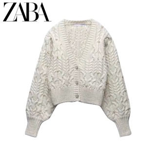 ZARA เสื้อแจ็กเก็ตคาร์ดิแกนลําลอง ผ้าถัก ประดับไข่มุกเทียม แฟชั่นฤดูร้อน สําหรับผู้หญิง5755126