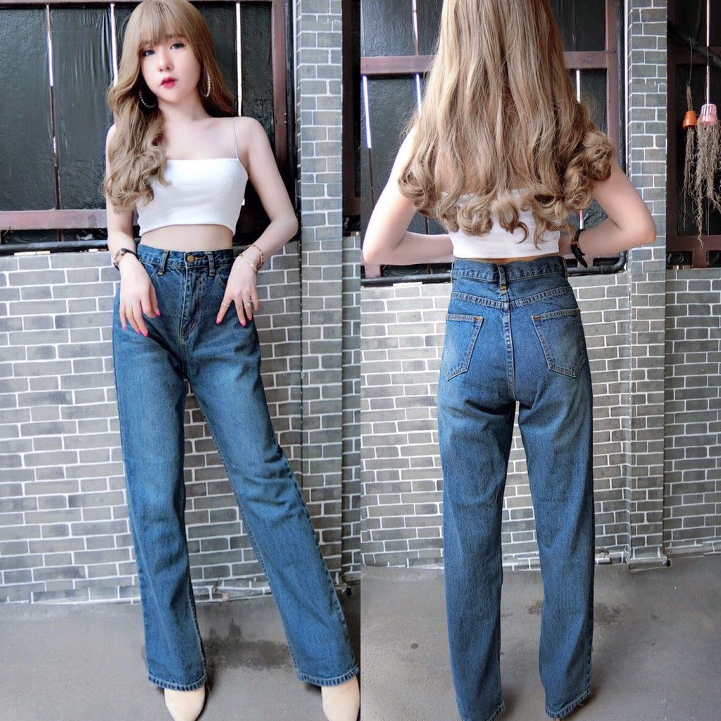 cc-jeans-178-กางเกงยีนส์ขากระบอก-ทรงหลวม-เอวสูง-กางเกงผู้หญิงแฟชั่น