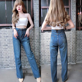 Cc jeans #178 กางเกงยีนส์ขากระบอก ทรงหลวม เอวสูง กางเกงผู้หญิงแฟชั่น