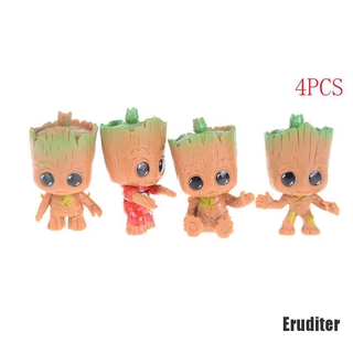 &lt;Eruditer&gt; Guardians Of The Baby Groot ตุ๊กตาฟิกเกอร์ Pvc สําหรับเด็ก 4 ชิ้น