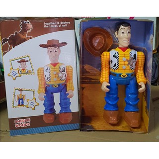 firstbuy_ของเล่น หุ่นวู้ดดี้ Woody เดินได้ หัวหมุน-แขนหมุนได้  มีเสียงไฟ ใส่ถ่าน ขนาดสูง 28 ซม.