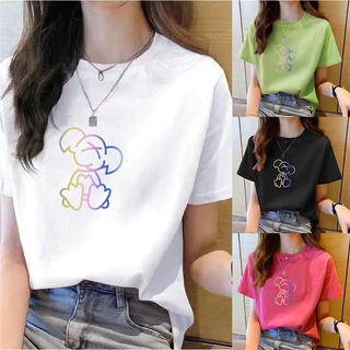เสื้อยืดแขนสั้นลําลอง คอกลม ทรงหลวม พิมพ์ลาย ขนาดใหญ่ แฟชั่นฤดูร้อน สไตล์เกาหลี สําหรับผู้หญิง