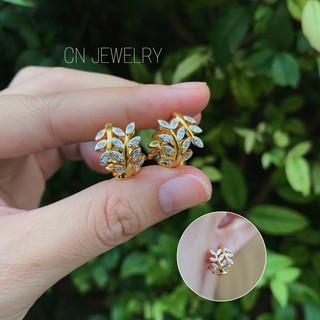 สินค้า ต่างหูห่วงใบมะกอก 👑รุ่น 1คู่ CN Jewelry earing ตุ้มหู ต่างหูแฟชั่น ต่างหูเกาหลี ต่างหูใบมะกอก