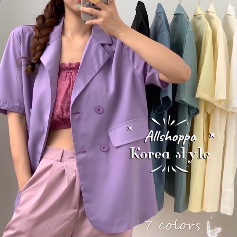 ภาพหน้าปกสินค้าAllshoppa (7 สี) ส่งทันที  Blazer เสื้อคลุมสูทเบลเซอร์ เสื้อสูทแขนสั้น สไตล์เกาหลี
