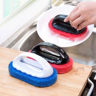 1 Pcs Kitchen Tableware Multi Sponge Cleaning Brush/ Bathroom Tiles Strong Decontamination Brush with Handle/ Household Cleaning Tools