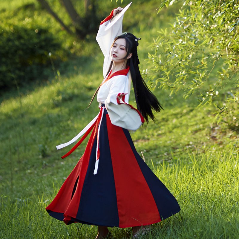 hot-sale-เผยแพร่-chiyao-hanfu-หญิงสไตล์จีนเดิมเอวยาว-wei-jin-ปกสิบสองชุดกระโปรงหักฤดูใบไม้ผลิและฤดูร้อน