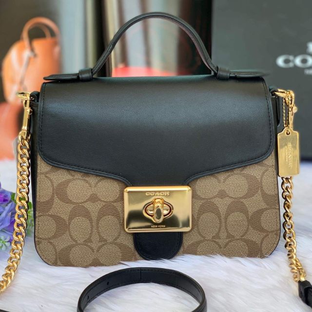 COACH F76687 Cassidy Top Handle Crossbody in Signature Canvas Shopee