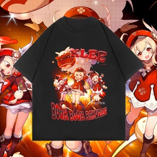 เสื้อยืดโอเวอร์ไซส์(OVERSIZED) Genshin IMPACT | Klee คลี | เสื้อยืด สไตล์วินเทจ | เสื้อยืด ลายการ์ตูนอนิเมะ | เสื้อยืด พ