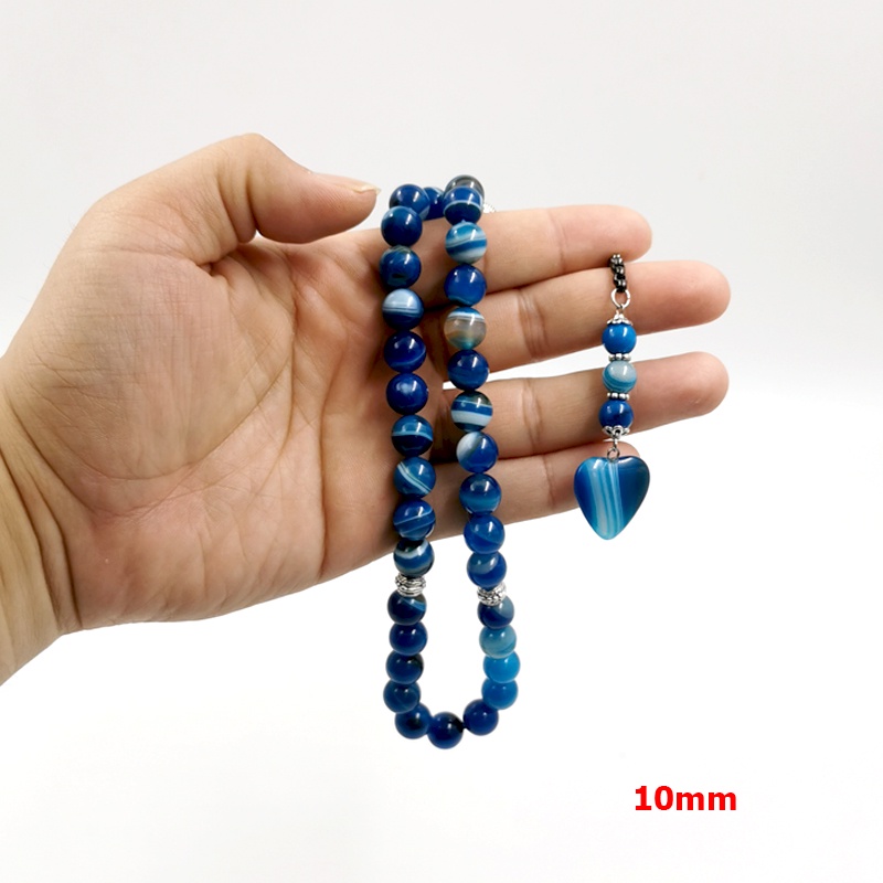 tasbih-ลูกปัดหินอาเกตธรรมชาติ-33-เม็ด-สีฟ้า-เครื่องประดับแฟชั่น-สําหรับผู้ชายชาวมุสลิม