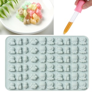 แม่พิมพ์ ซิลิโคน สำหรับทำเยลลี่ soft candy การ์ตูนสัตว์ 60 ช่อง (สีแรนดอม) silicone moulds