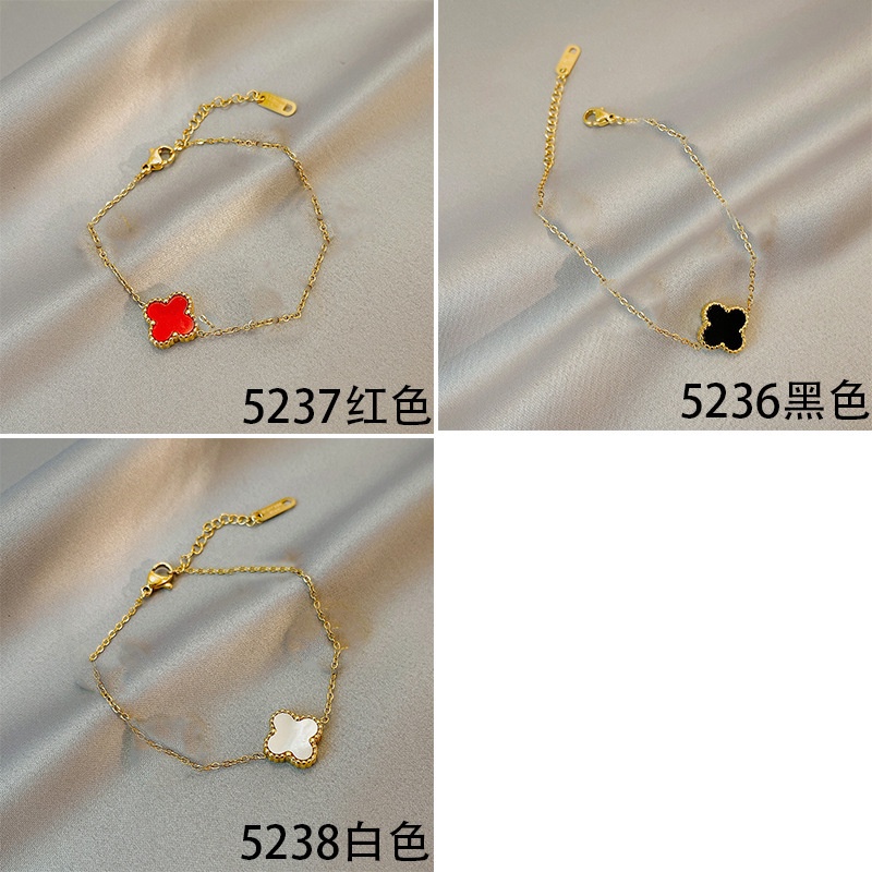 เครื่องประดับ-สร้อยคอ-ต่างหู-สร้อยข้อมือ-สเตนเลส-รูปใบโคลเวอร์สี่แฉก-ป้องกันการซีดจาง-สไตล์เกาหลี-ญี่ปุ่น-สําหรับผู้หญิง-นักเรียน