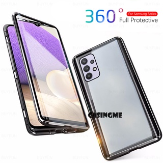 360° เคสป้องกันโทรศัพท์มือถือโลหะ ฝาพับสองด้าน สําหรับ Samsung Galaxy A53 5G M32 M62 A52 A52S A22 A32 4G A53 A 53 5G