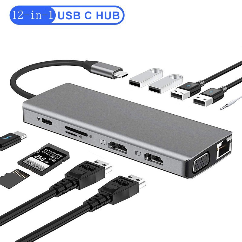 12in1-ฮับ-usb-c-type-c-เป็น-hdmi-4k-vga-rj45-sd-tf-การ์ดรีดเดอร์-usb3-0-สําหรับโน้ตบุ๊ก-แล็ปท็อป