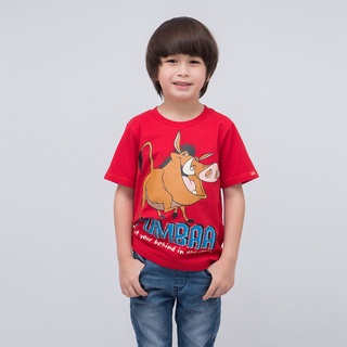 Disney Lion King Boy Pumbaa &amp; Timon T-shirt - เสื้อยืดเด็กผู้ชายไลอ้อนคิงลายพุมบ้า และทีโมน สินค้าลิขสิทธ์แท้100% characters studio