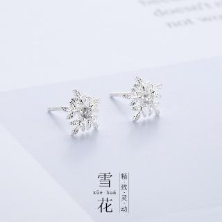 เครื่องประดับต่างหูรูปเกล็ดหิมะ s925 sterling silver เพทาย