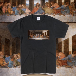 เสื้อผ้าผชเสื้อยืดแขนสั้น ผ้าฝ้าย ทรงหลวม พิมพ์ลายภาพวาดโลก Da Vincis Last Dinner Mona Lisa สําหรับผู้ชายS-5XL
