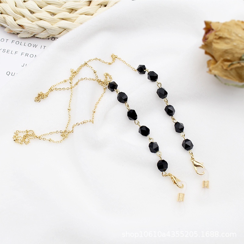 สายเชือกคล้องคอ-ประดับลูกปัดคริสตัล-ป้องกันการสูญหาย-สําหรับแว่นตา-หน้ากาก