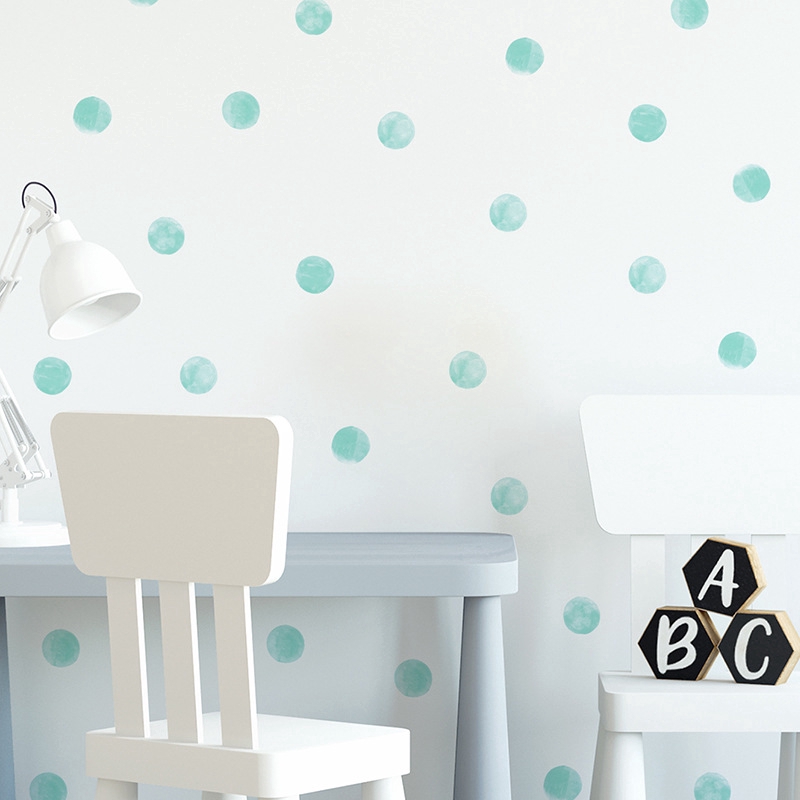 zooyoo-สติกเกอร์ติดผนัง-watercolor-green-wave-point-wall-sticker