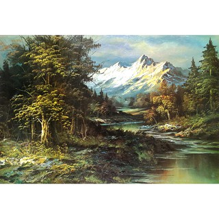 โปสเตอร์ ภาพวาด สีน้ำมัน ภูเขาหิมะ ป่า ลำธาร Landscapes Nature Painting POSTER 20”x30” Inch Mountain Forest Stream