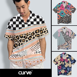 Curve SET71 เสื้อเชิ้ต เสื้อฮาวาย ลายสตรีท abstact ลายแพทเทริน แฟชั่น ทรงสวย unisex ใส่สบาย ไซส์เยอะ S,M,L,XL,2XL