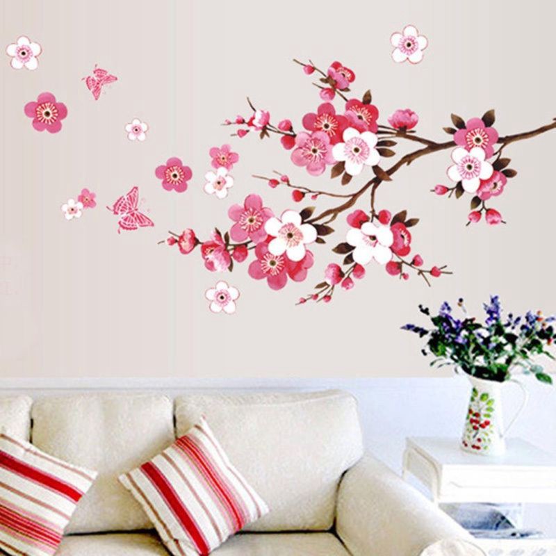 amovible-p-che-fleur-de-arbre-papillon-autocollants-mural-art-d-calque-d-cor