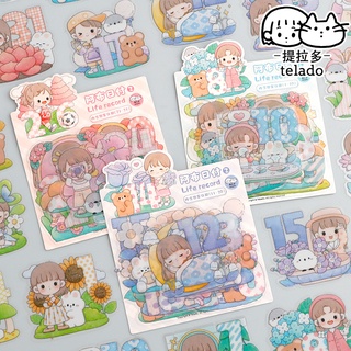 สติ๊กเกอร์ Telado 1 แพ็ค 30 การ์ตูนสาวน่ารัก จ่ายรายวัน PET กันน้ำ DIY โทรศัพท์มือถือ ถ้วยน้ำ ตกแต่ง บันทึกชีวิต สติกเกอร์