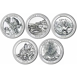 👉 เหรียญควอเตอร์ ซีรีย์อุทยานแห่งชาติ ปี 2012-5 เหรียญ