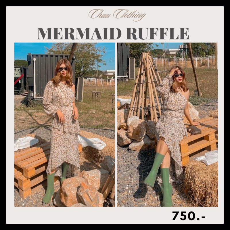 mermaid-ruffle-dress-ไหล่เบี่ยง-ลด-50-เหลือ-375-บาท-จาก-750-บาท