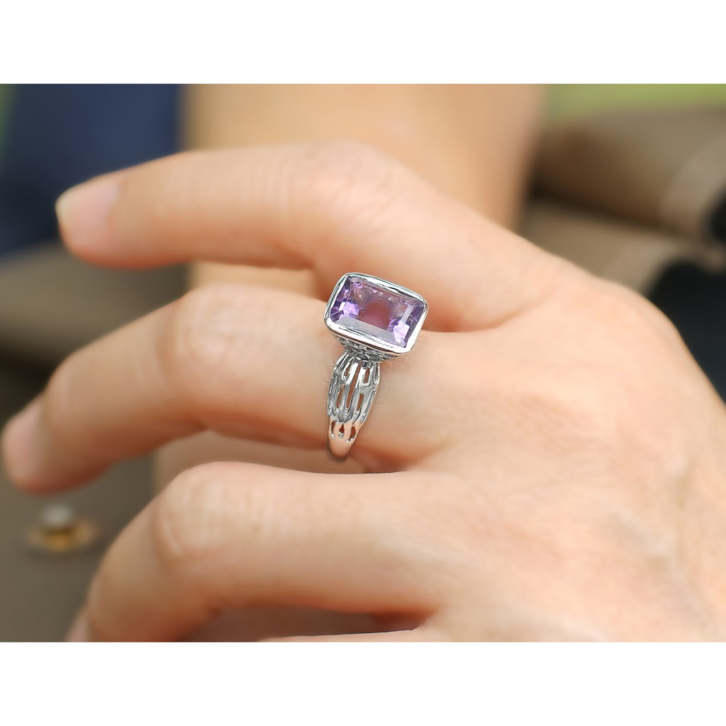 แหวนพลอยอเมทิตสต์-เงินแท้-92-5-ชุบโรเดียม-ring-amethyst-silver-92-5-rhodium-plating