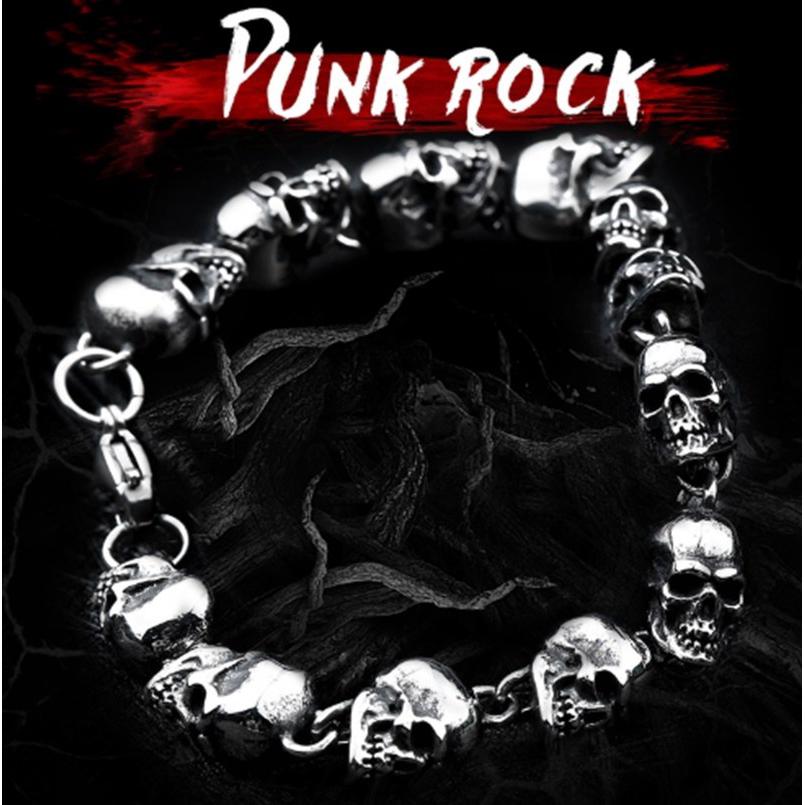 ภาพหน้าปกสินค้าMen\'s high quality punk style skull fashion hip hop bracelet ที่เกี่ยวข้อง