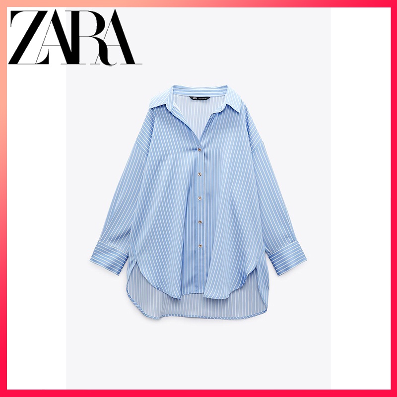 zara-ใหม่-เสื้อเบลาส์-แขนยาว-ผ้าไหมซาติน-ลายทาง-ทรงหลวม-สําหรับผู้หญิง
