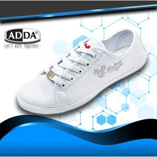 รองเท้าผ้าใบนักเรียนสีขาวผูกเชือก ADDA รุ่น 41H04