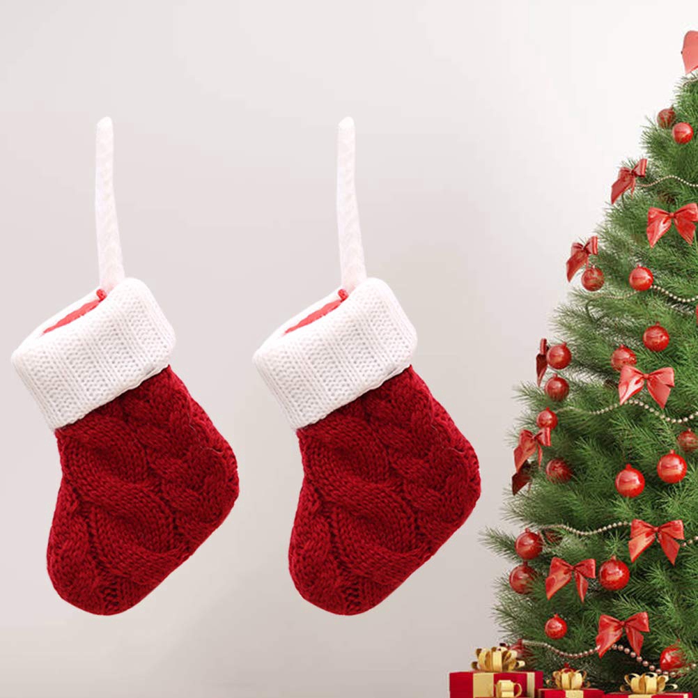 ภาพหน้าปกสินค้าถุงเท้าถัก ใส่ช้อนส้อม มีด สไตล์คริสต์มาส 1 ชิ้น