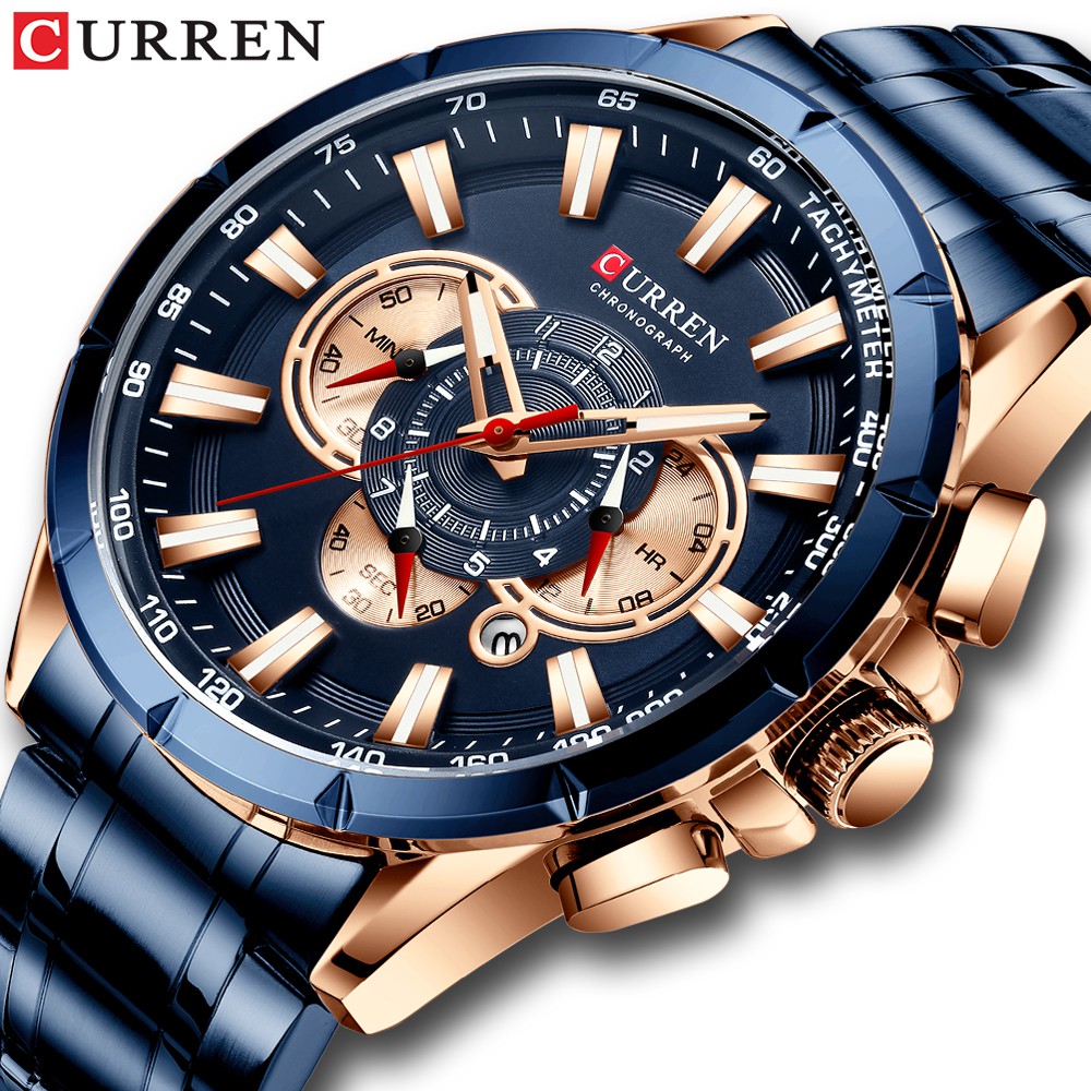 ภาพหน้าปกสินค้าCURREN men's watch casual fashion top brand stainless steel waterproof sports quartz watch 8363X