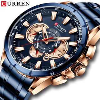 CURREN mens watch casual fashion top brand stainless steel waterproof sports quartz watch 8363X